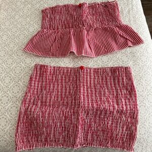 Edikted Gingham Set - Size Medium - Red and white